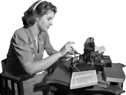 Vintage Photo of a woman using a typewriter