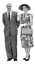 vintage photo of a couple in smart attire waving